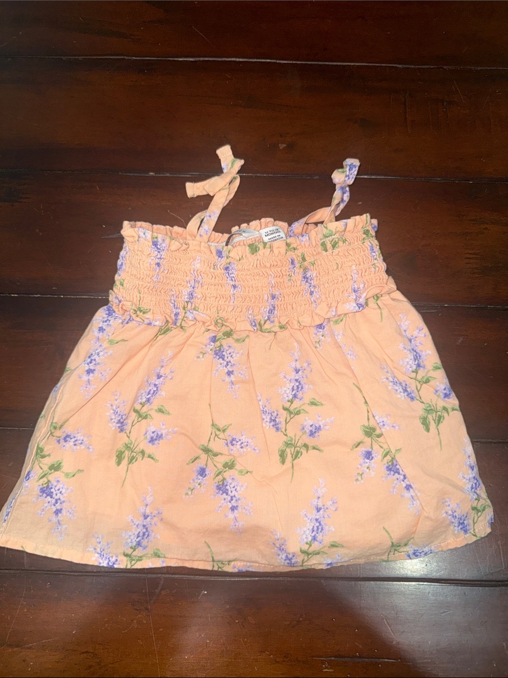 Janie and Jack Peach Tank with Purple Floral Print